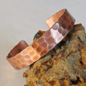 Unisex Hammered Copper Magnetic Cuff Bracelet Natural Healing Arthritis 7"